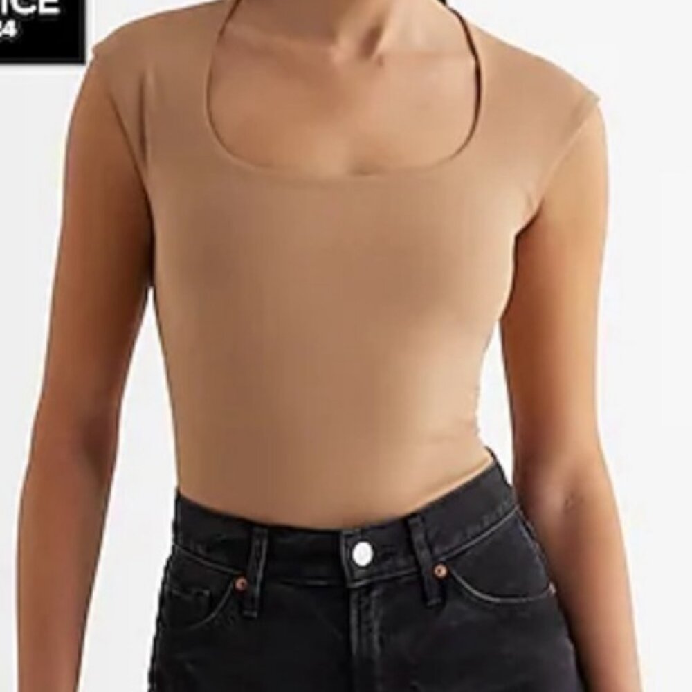 EXPRESS | High Compression Bodysuit | Tan | Small (NWOT)